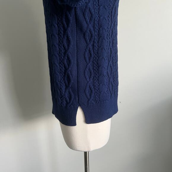 J.Crew Factory Cable Knit Sweater Round Neck Preppy Classic Navy Blue Small NWT - Picture 3 of 8